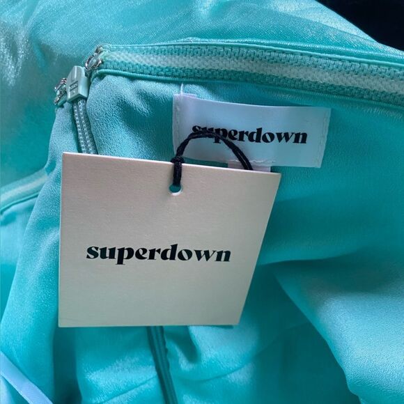 NWT Superdown Lexi Sweetheart Mini Dress Teal bow ribbon party Revolve XS - Picture 6 of 9